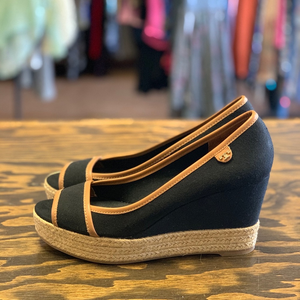 Tory Burch heels, wedges espadrilles 38, 8 black